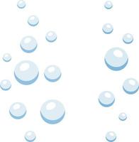 Burbujas de aire azul en agua aislado sobre fondo blanco. vector