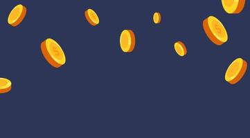 Falling coins illustration. Golden money earings background. vector