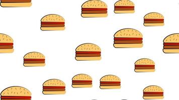 Burger Seamless Pattern Background Vector Design Isolated on White Background