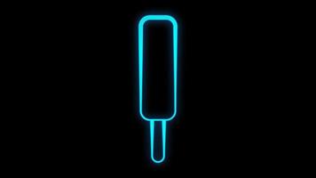 Glowing neon line Ice cream in waffle cone icon isolated on black background. Sweet symbol. Vector Illustration