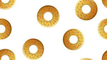 Vector seamless pattern with colorful donuts with glaze and sprinkles on a white background