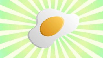 creative scrambled eggs breakfast logo with rays of light on blue background good morning or egg morning vector