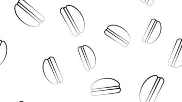 patrón sin costuras de tinta de hamburguesa negra sobre blanco. ilustración vectorial vector