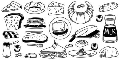 Hand drawing of europe food set isolated on white background. vector