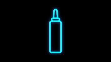 Glowing neon line Sauce bottle icon isolated on black background. Ketchup, mustard and mayonnaise bottles with sauce vector