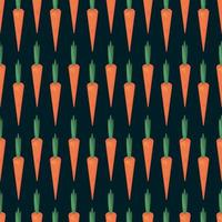 Carrots pattern, seamless pattern on dark green background. vector