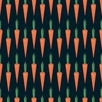 Carrots pattern, seamless pattern on dark green background. vector