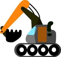 Excavator, illustration, vector on white background.