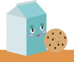 Milk with cookie, illustration, vector on white background.