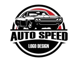 1970 dodge charger custom car logo. Best for badge, emblem, icon and car industry. isolated white background view from side, available in eps 10. vector