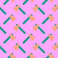 Little ax, seamless pattern on pink background. vector