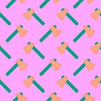 Little ax, seamless pattern on pink background. vector
