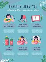 Healthy Lifestyle about Selfcare Infographic vector