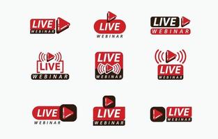 Logo Live Webinar Icon Badge Collection vector