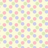 Pastel polka dot pattern, repeating seamless backdrop with blue, pink and green circles on a white background, for baby products, packaging, fabric printing vector