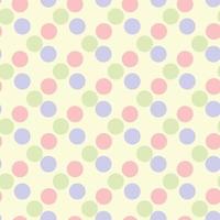 Pastel polka dot pattern, repeating seamless backdrop with blue, pink and green circles on a white background, for baby products, packaging, fabric printing vector