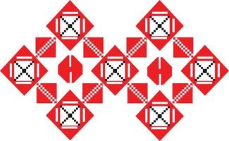 Repeating Ukrainian ornament, ethnic pattern of red and black geometric elements vector