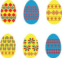 huevos de pascua con patrón ucraniano, ilustración de vector de ornamento tradicional