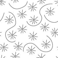 Doodle seamless pattern vector, black and white hand drawn sun and wavy lines, wrapping paper vector