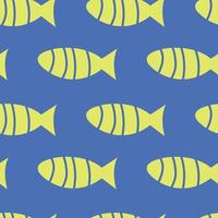 Vector fish seamless pattern, yellow sardines on a blue background, simple background, bright colors