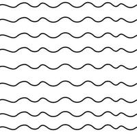 Doodle waves seamless pattern, minimalistic black and white background, hand drawn wavy lines vector