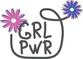 Girl power inscription by hand, Phrase feminism lettering on white background vector