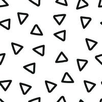 Doodle seamless pattern black triangles on white background, abstract chaotic hand drawn, minimalistic wrapping paper vector