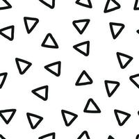 Doodle seamless pattern black triangles on white background, abstract chaotic hand drawn, minimalistic wrapping paper vector