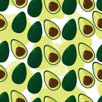 Avocado pattern seamless in flat style, minimalistic background with avocado halves on white background vector