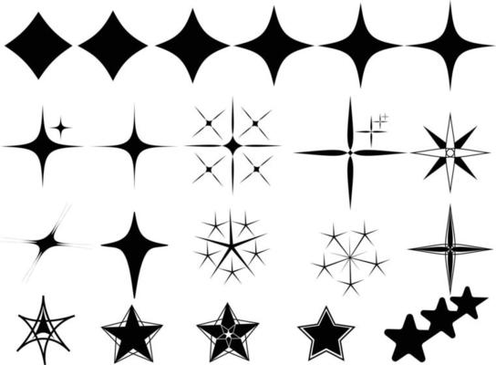 Vector set of Y2K stars and retro-futuristic elements for decoration