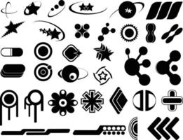 Vector set of Y2K stars, elements and retro-futuristic graphic ornaments for decoration