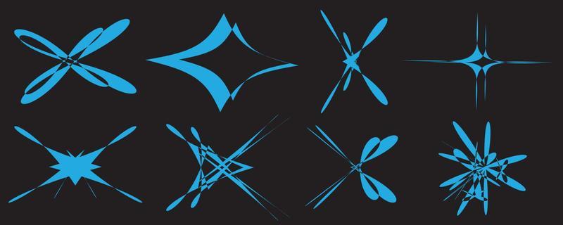 Vector set of Y2K stars and retro-futuristic graphic ornaments for decoration.