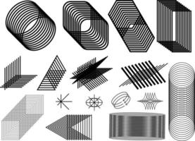Vector set of Y2K elements and retro-futuristic graphic ornaments for decoration