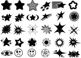 Vector set of Y2K stars and retro elements for decoration