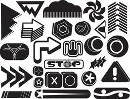 Vector set of Y2K elements and retro-futuristic graphic ornaments for decoration