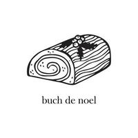 Vector illustration of a French dish - buch de noel. Dishes for Christmas and New Year.