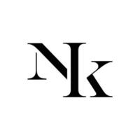 diseño abstracto del logotipo del monograma de las iniciales nk, icono para los negocios, plantilla, simple, elegante vector