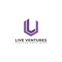 Abstract initial letter LV or VL logo in purple color isolated in white background applied for venture capital firm logo also suitable for the brands or companies have initial name VL or LV. vector