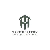 Abstract initial letter TH or HT logo in green color isolated in white background applied for modern herbalist logo also suitable for the brands or companies have initial name HT or TH. vector
