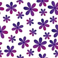 Purple flowers on white background seamless pattern vector