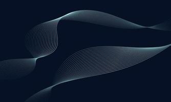 Dark abstract background with blue wave lines vector