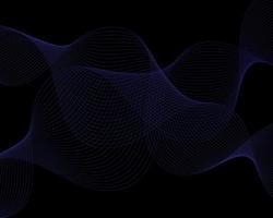 Dark abstract background with blue wave lines vector