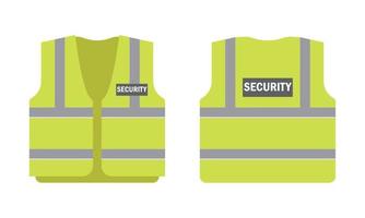 Security vest front and back view. Safety jacket with reflective stripes. Uniform  for workers. Vector illustration