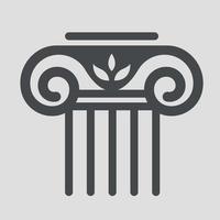 Ionic Ancient column. Greek pillar, architecture element. Logo design. Vector illustration