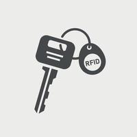 Bunch of Door key and RFID tag key. Glyph illustration. Vector Isolated on white background