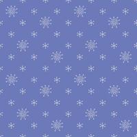 Winter pattern with hand drawn snowflakes. Cute monochrome vector print on blue background. Christmas theme.