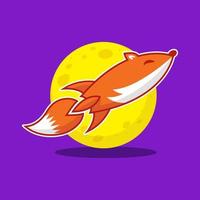 Flying rocket fox cartoon mascot vector