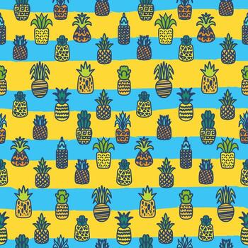Pineapples vector seamless pattern