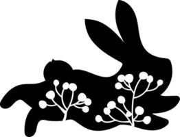 Easter Bunny with berries, Floral Rabbits  Floral fancy hare with laser cut pattern for die cutting. Laser cutting rabbit template. vector