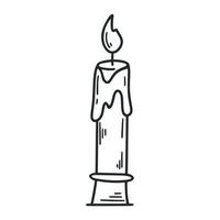 Candle doodle black outline illustration on white background isolated object vector